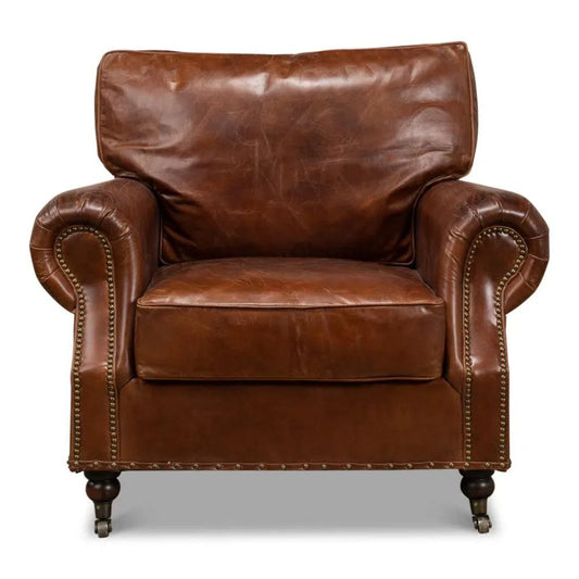 Sarreid Papa's Chair Comfortable Leather Club Chair