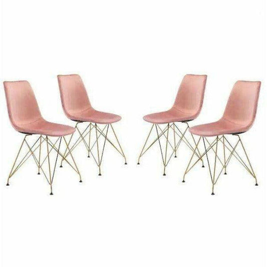 Parker Dining Chair (Set of 4) Pink - Sideboards and Things Accents_Gold, Back Type_With Back, Brand_Zuo Modern, Color_Gold, Color_Pink, Depth_20-30, Height_30-40, Materials_Metal, Metal Type_Steel, Product Type_Dining Height, Upholstery Type_Fabric Blend, Upholstery Type_Polyester, Width_10-20