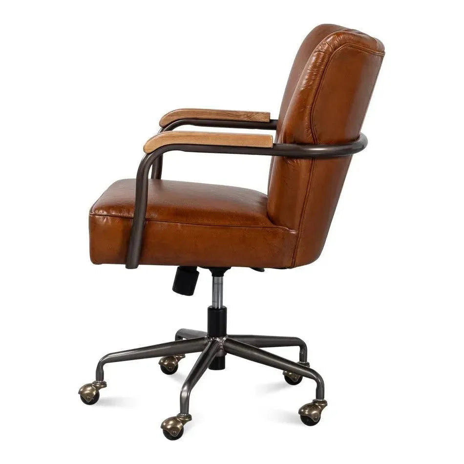 Sarreid Parker Office Chair Vintage Havana Leather