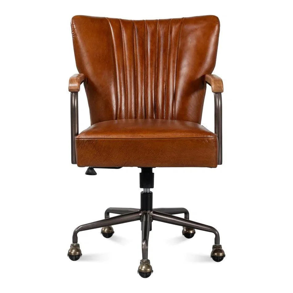 Sarreid Parker Office Chair Vintage Havana Leather