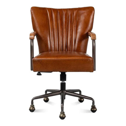 Sarreid Parker Office Chair Vintage Havana Leather