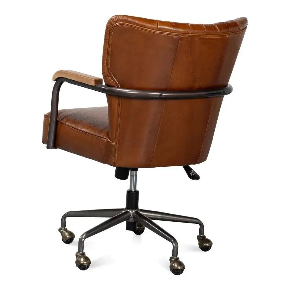 Sarreid Parker Office Chair Vintage Havana Leather