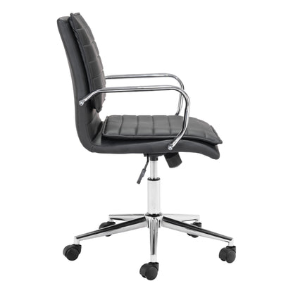 Partner Office Chair Black - Sideboards and Things Accents_Silver, Brand_Zuo Modern, Color_Black, Color_Silver, Depth_20-30, Features_Adjustable Height, Finish_Polished, Height_30-40, Materials_Metal, Materials_Upholstery, Materials_Wood, Metal Type_Steel, Upholstery Type_Leather, Upholstery Type_Vegan Leather, Width_20-30, Wood Species_Plywood