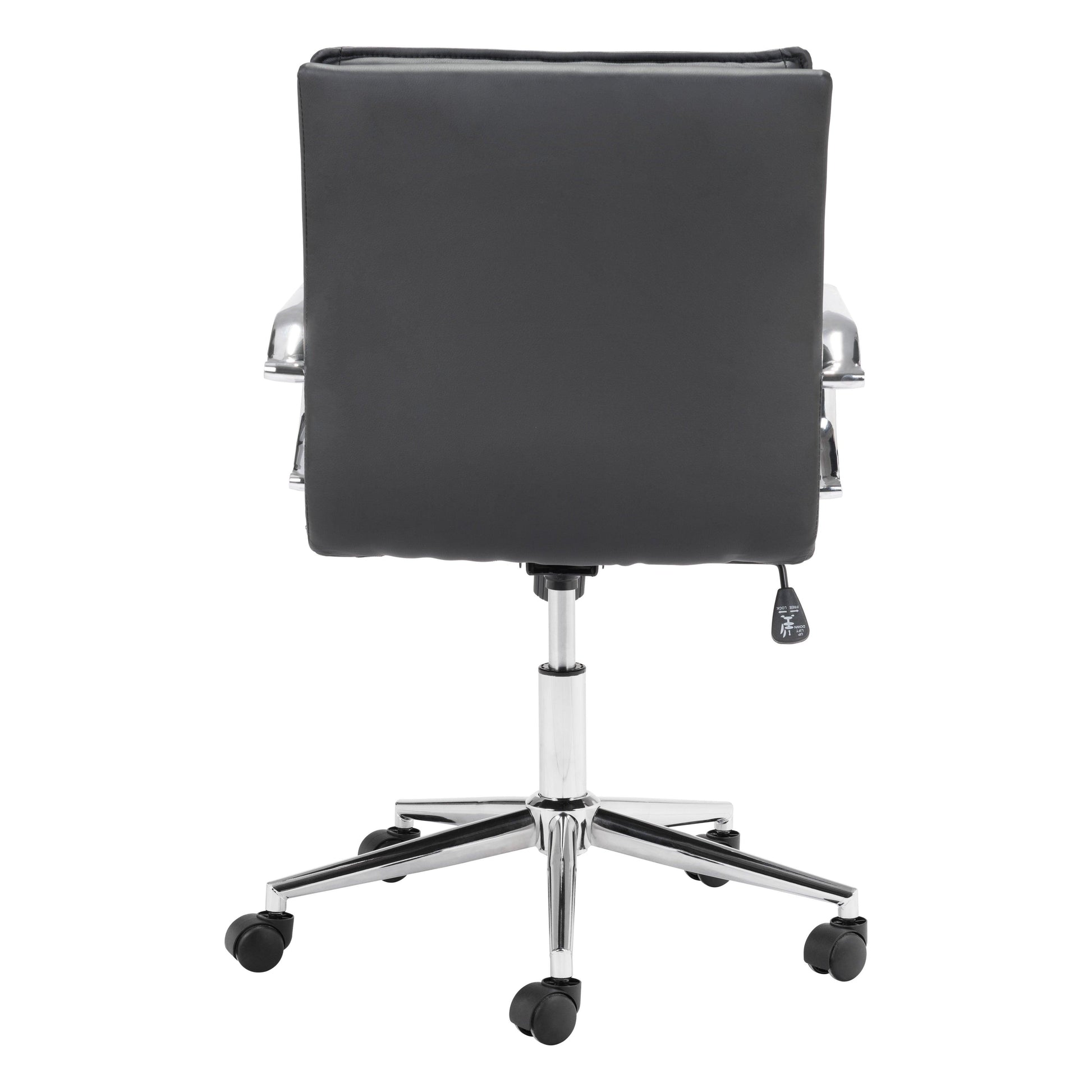 Partner Office Chair Black - Sideboards and Things Accents_Silver, Brand_Zuo Modern, Color_Black, Color_Silver, Depth_20-30, Features_Adjustable Height, Finish_Polished, Height_30-40, Materials_Metal, Materials_Upholstery, Materials_Wood, Metal Type_Steel, Upholstery Type_Leather, Upholstery Type_Vegan Leather, Width_20-30, Wood Species_Plywood