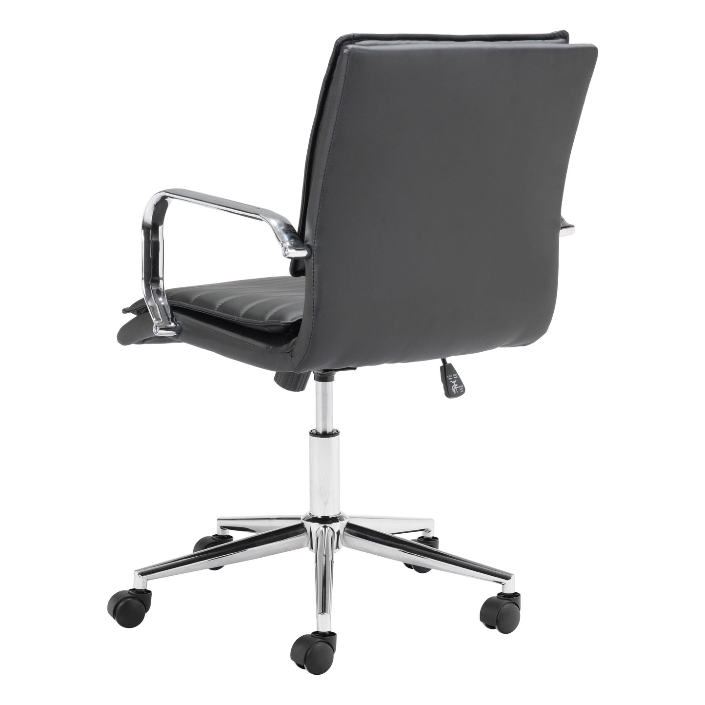 Partner Office Chair Black - Sideboards and Things Accents_Silver, Brand_Zuo Modern, Color_Black, Color_Silver, Depth_20-30, Features_Adjustable Height, Finish_Polished, Height_30-40, Materials_Metal, Materials_Upholstery, Materials_Wood, Metal Type_Steel, Upholstery Type_Leather, Upholstery Type_Vegan Leather, Width_20-30, Wood Species_Plywood