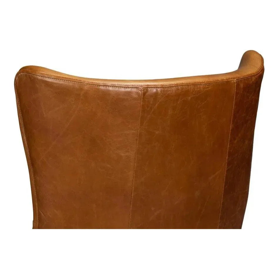 Sarreid Patron Highback Leather Brown Armless Chair