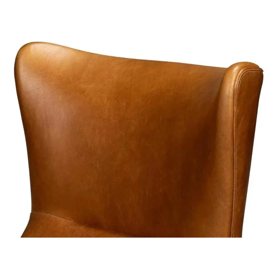 Sarreid Patron Highback Leather Brown Armless Chair