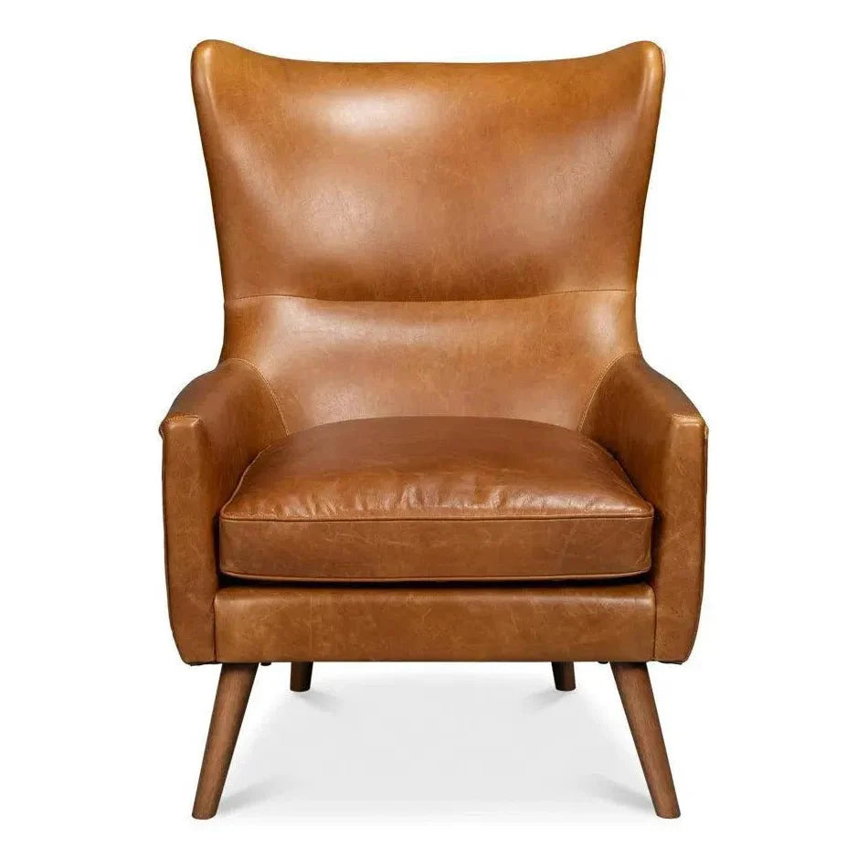 Sarreid Patron Highback Leather Brown Armless Chair