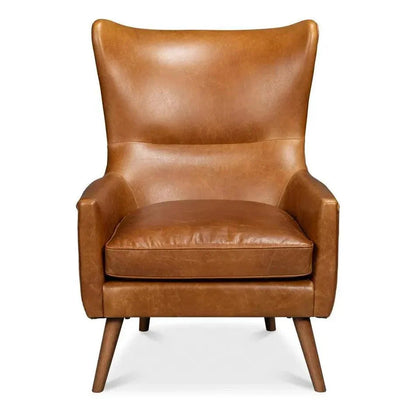 Sarreid Patron Highback Leather Brown Armless Chair