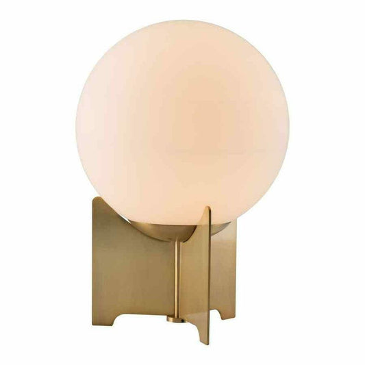 Pearl Table Lamp White & Brushed Brass - Sideboards and Things Accents_Brass, Accents_Gold, Brand_Zuo Modern, Color_White, Depth_0-10, Finish_Brushed, Finish_Hand Painted, Finish_Polished, Glass Type_Frosted Glass, Height_10-20, Materials_Glass, Materials_Metal, Metal Type_Steel, Product Type_Table Lamp, Width_0-10