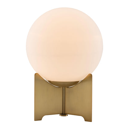 Pearl Table Lamp White & Brushed Brass - Sideboards and Things Accents_Brass, Accents_Gold, Brand_Zuo Modern, Color_White, Depth_0-10, Finish_Brushed, Finish_Hand Painted, Finish_Polished, Glass Type_Frosted Glass, Height_10-20, Materials_Glass, Materials_Metal, Metal Type_Steel, Product Type_Table Lamp, Width_0-10