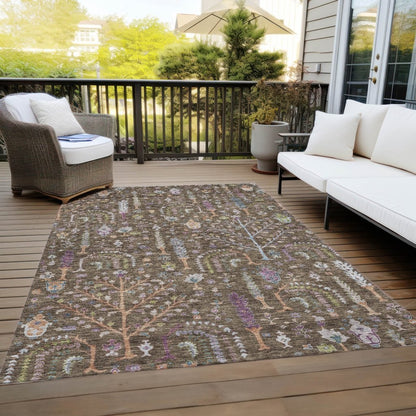LOOMLAN Rugs Percy Brown Washable Indoor-Outdoor Rug