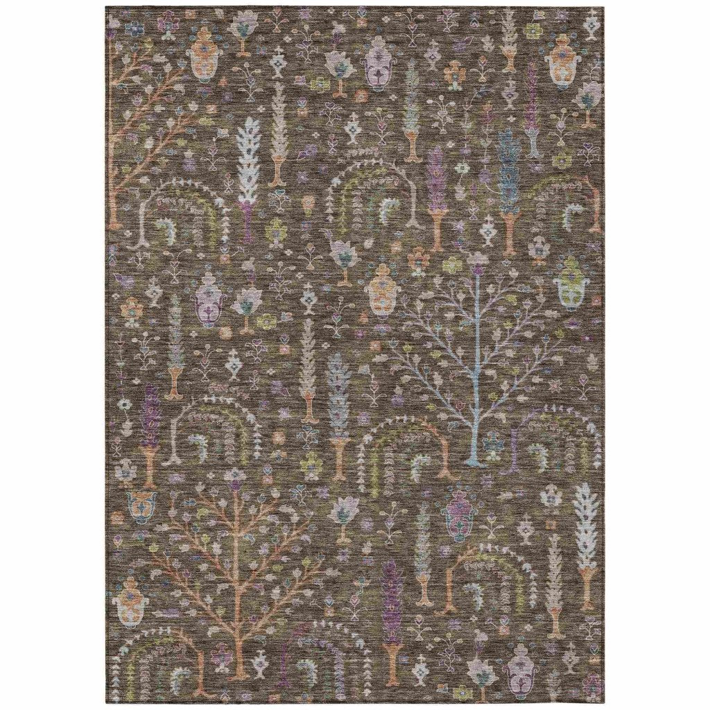 LOOMLAN Rugs Percy Brown Washable Indoor-Outdoor Rug