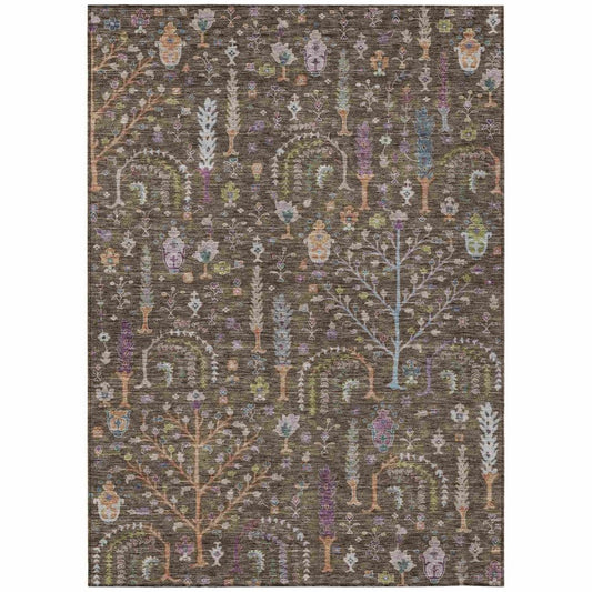 LOOMLAN Rugs Percy Brown Washable Indoor-Outdoor Rug