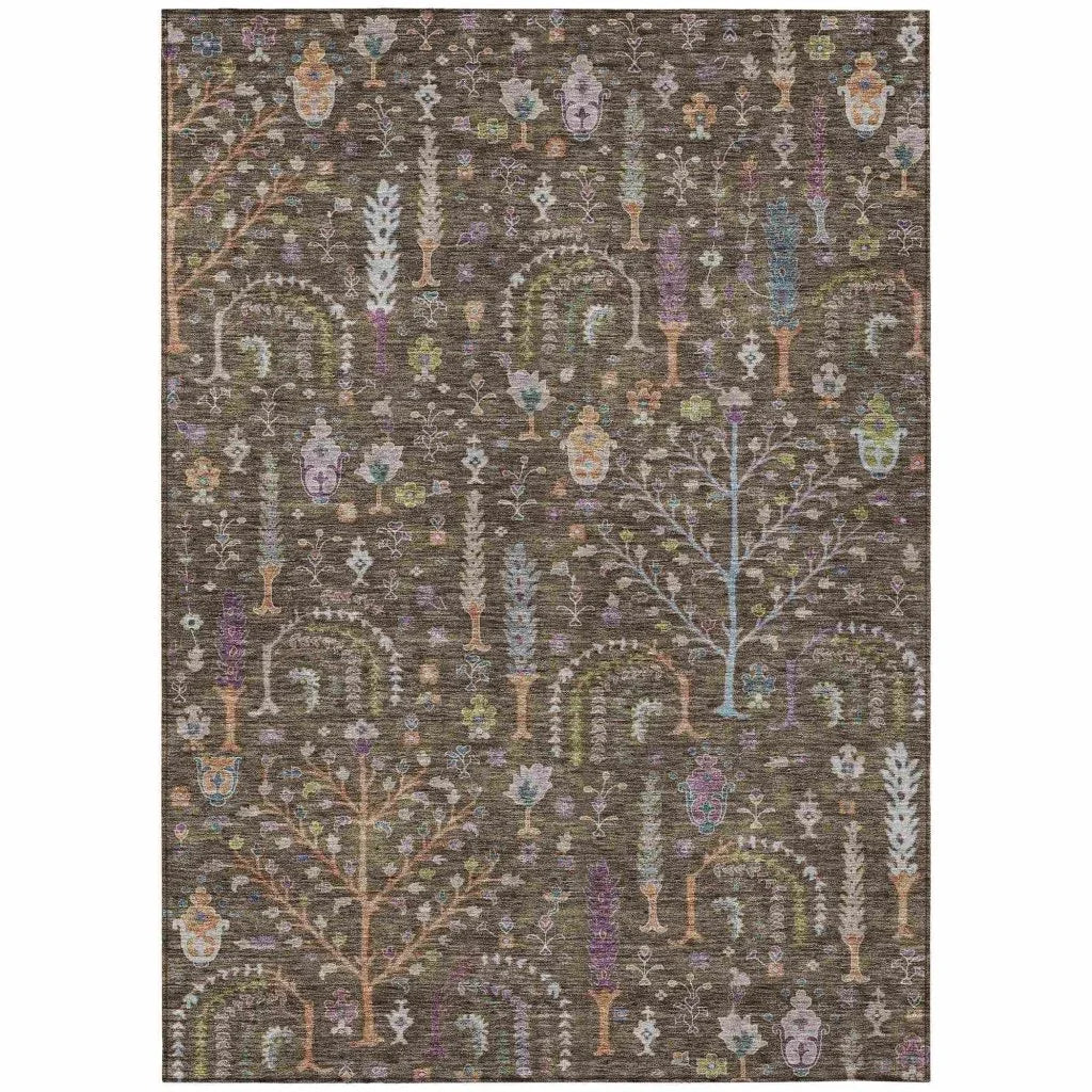 LOOMLAN Rugs Percy Brown Washable Indoor-Outdoor Rug