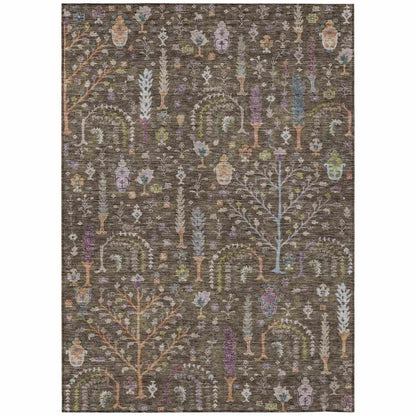 LOOMLAN Rugs Percy Brown Washable Indoor-Outdoor Rug