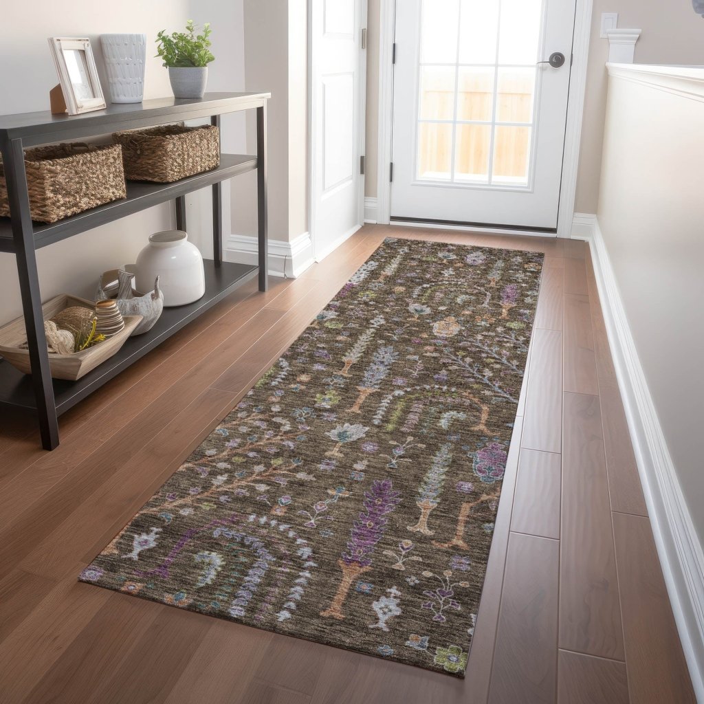 LOOMLAN Rugs Percy Brown Washable Indoor-Outdoor Rug