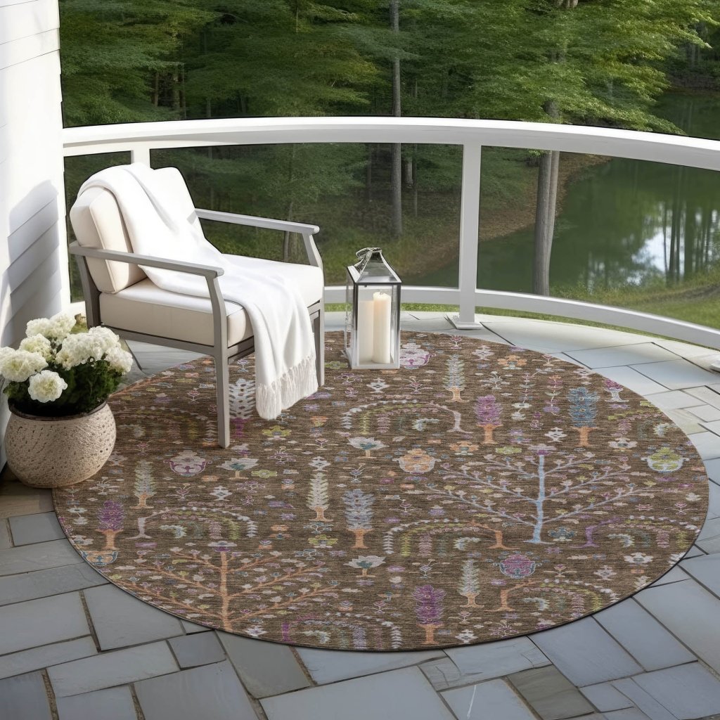 LOOMLAN Rugs Percy Brown Washable Indoor-Outdoor Rug