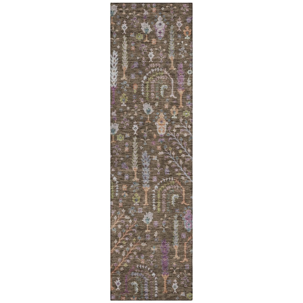 LOOMLAN Rugs Percy Brown Washable Indoor-Outdoor Rug