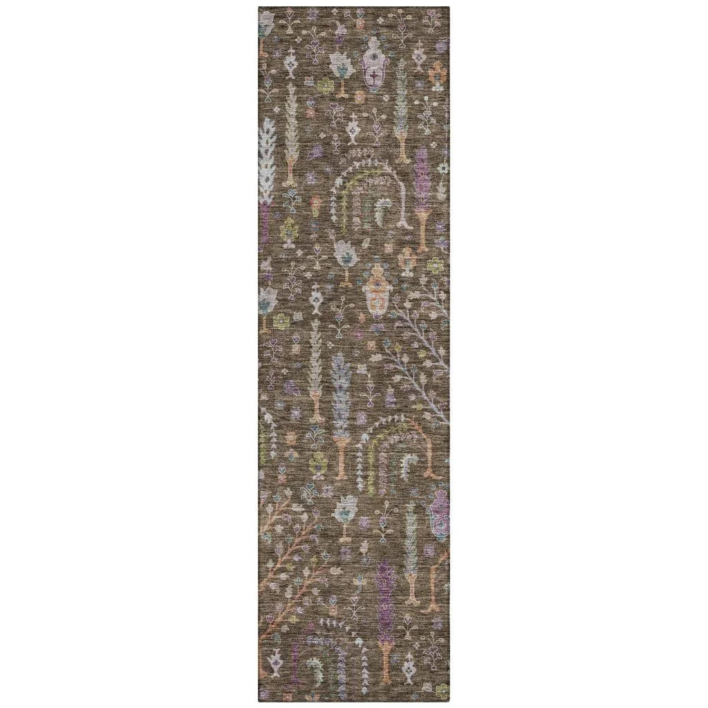 LOOMLAN Rugs Percy Brown Washable Indoor-Outdoor Rug