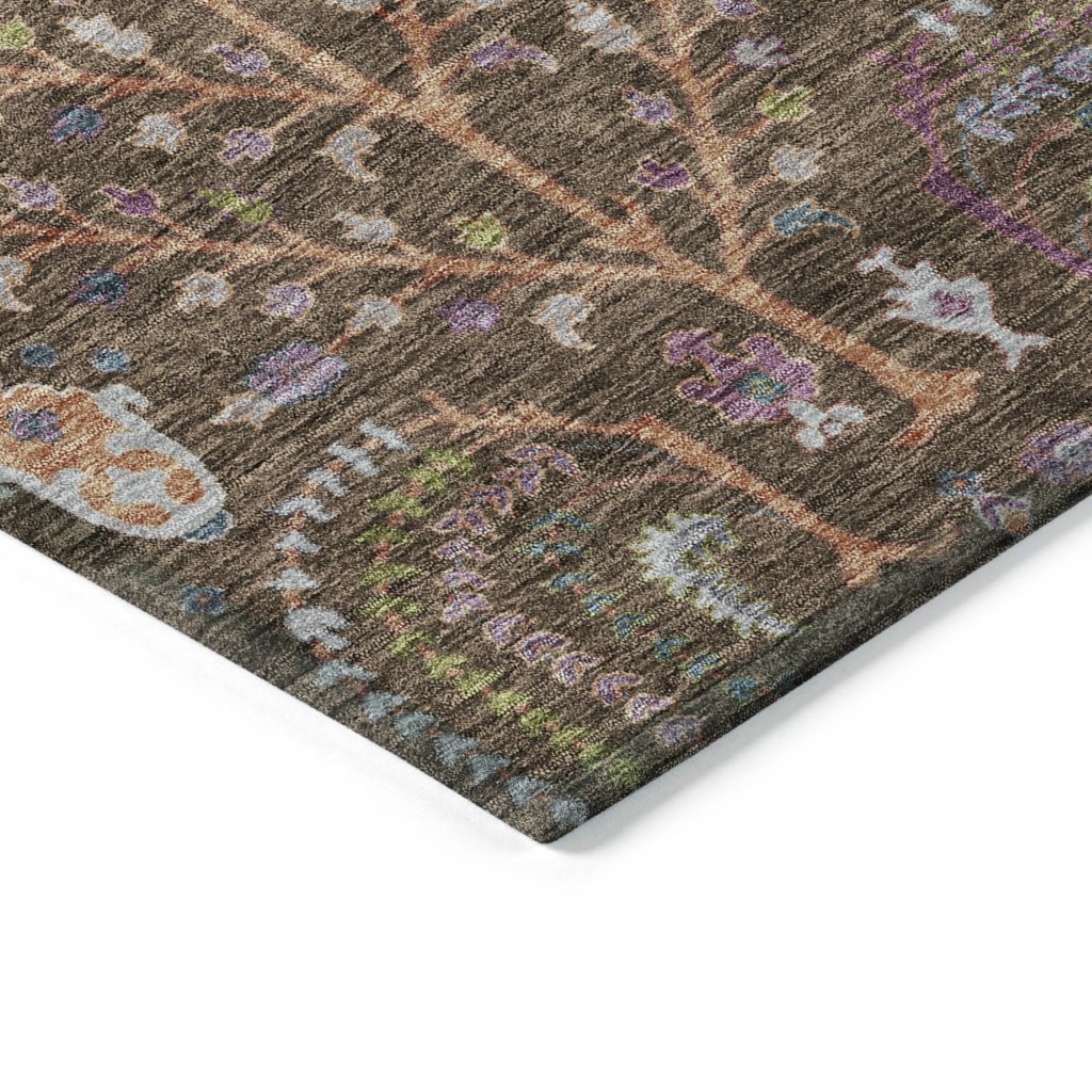 LOOMLAN Rugs Percy Brown Washable Indoor-Outdoor Rug