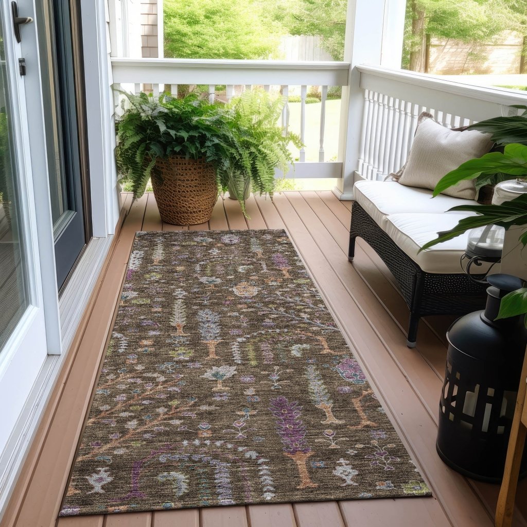 LOOMLAN Rugs Percy Brown Washable Indoor-Outdoor Rug