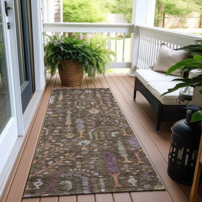LOOMLAN Rugs Percy Brown Washable Indoor-Outdoor Rug