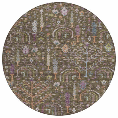 LOOMLAN Rugs Percy Brown Washable Indoor-Outdoor Rug