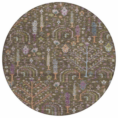 LOOMLAN Rugs Percy Brown Washable Indoor-Outdoor Rug