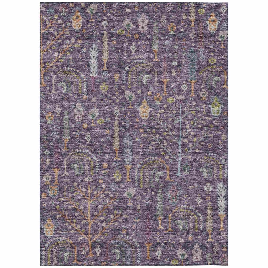 LOOMLAN Rugs Percy Purple Washable Indoor-Outdoor Rug