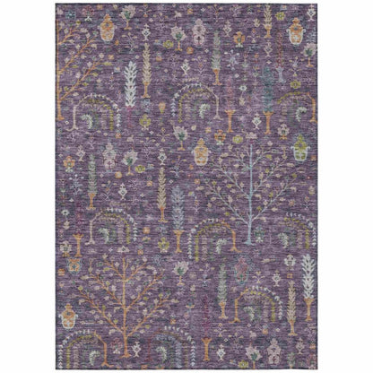 LOOMLAN Rugs Percy Purple Washable Indoor-Outdoor Rug