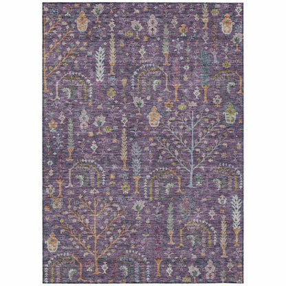 LOOMLAN Rugs Percy Purple Washable Indoor-Outdoor Rug