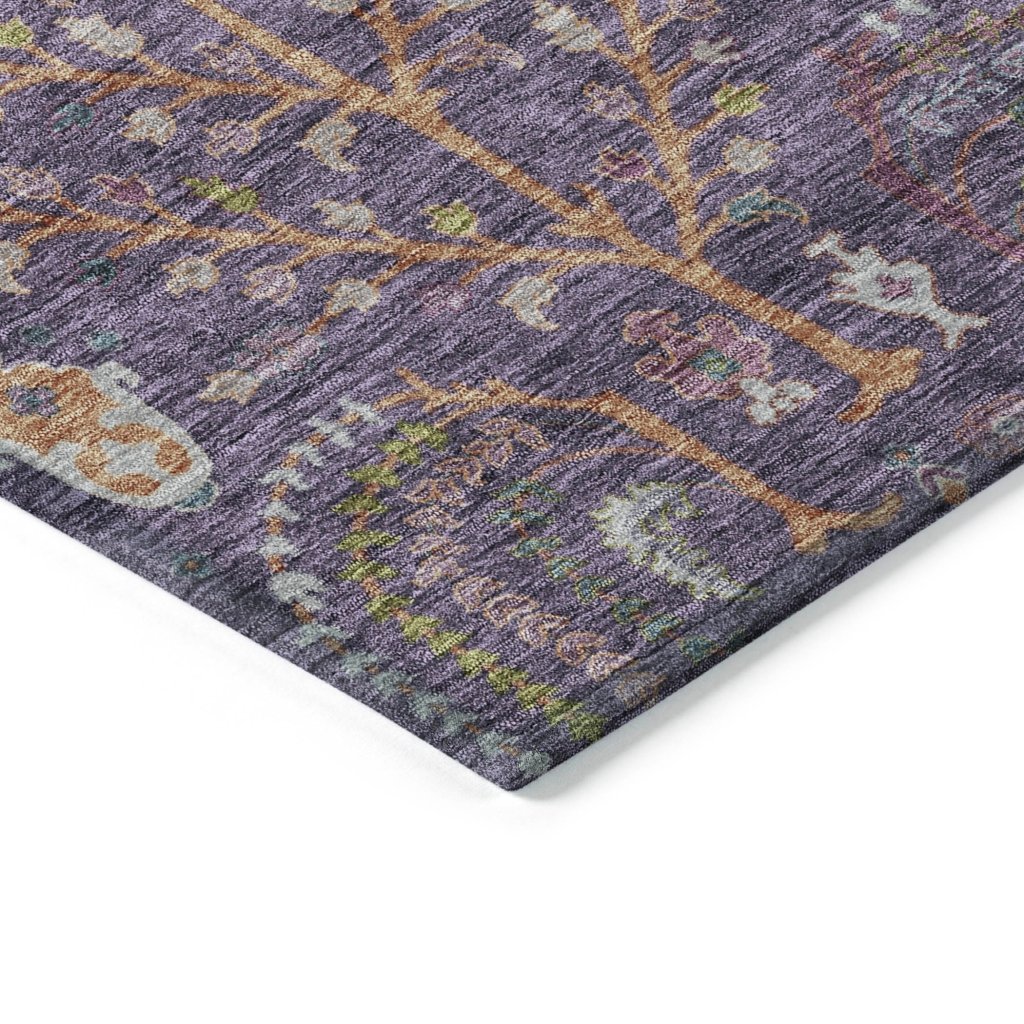 LOOMLAN Rugs Percy Purple Washable Indoor-Outdoor Rug