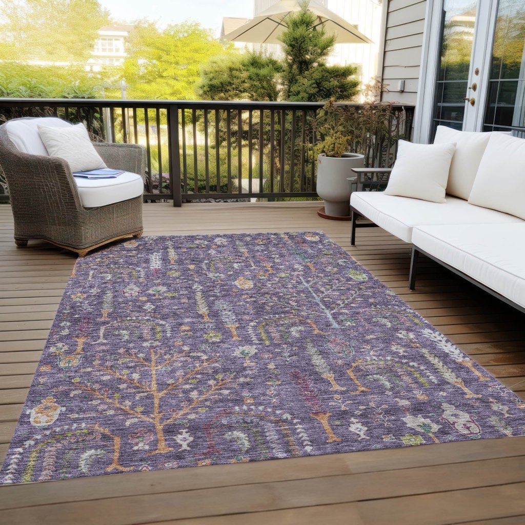 LOOMLAN Rugs Percy Purple Washable Indoor-Outdoor Rug