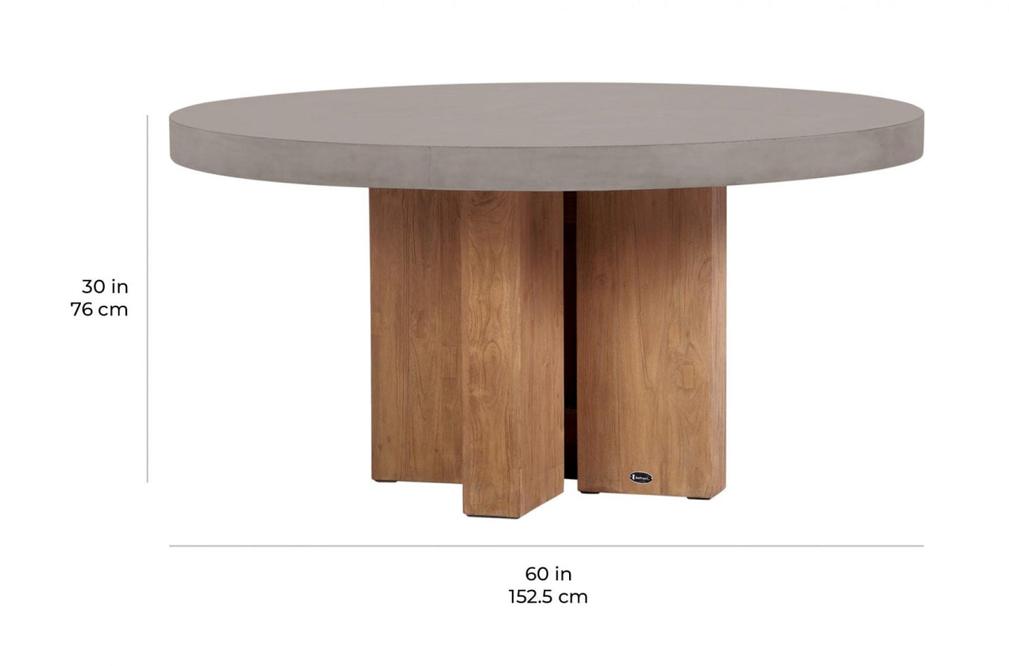 Java Teak and Concrete Dining Table - Ivory White Outdoor Dining Table