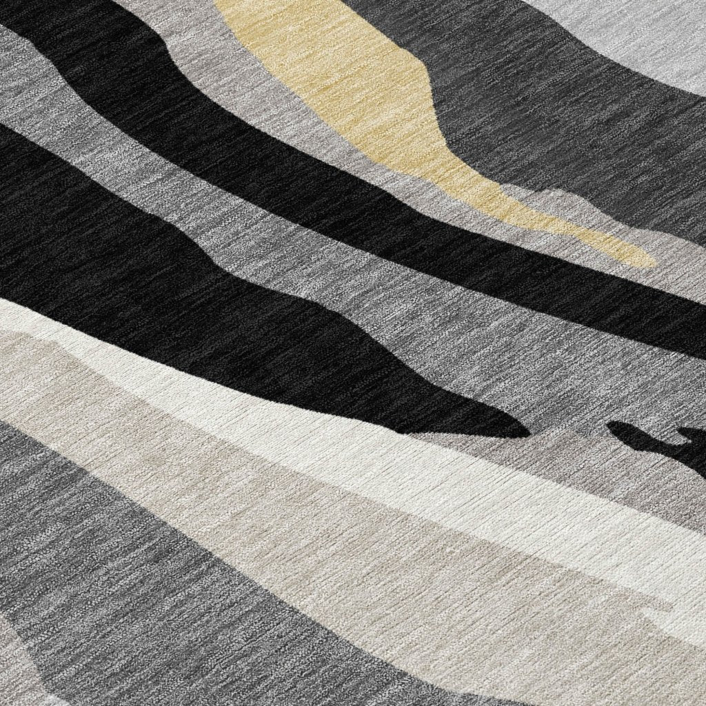 LOOMLAN Rugs Petala Black Washable Indoor-Outdoor Rug