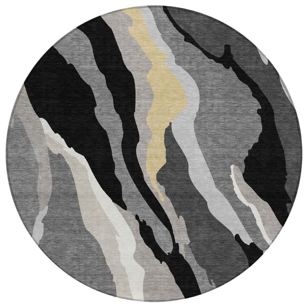 LOOMLAN Rugs Petala Black Washable Indoor-Outdoor Rug