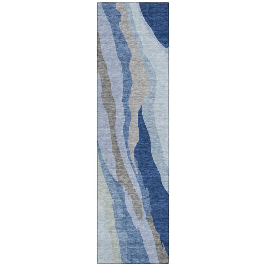 LOOMLAN Rugs Petala Blue Washable Indoor-Outdoor Rug