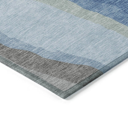 LOOMLAN Rugs Petala Blue Washable Indoor-Outdoor Rug
