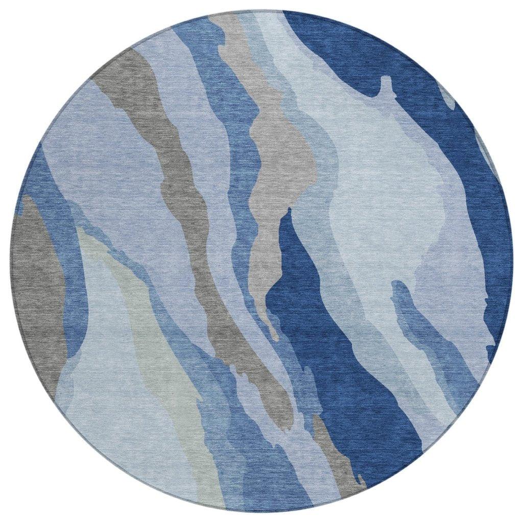 LOOMLAN Rugs Petala Blue Washable Indoor-Outdoor Rug