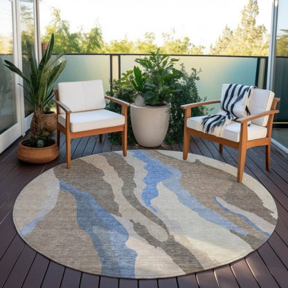 LOOMLAN Rugs Petala Brown Washable Indoor-Outdoor Rug