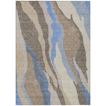 LOOMLAN Rugs Petala Brown Washable Indoor-Outdoor Rug