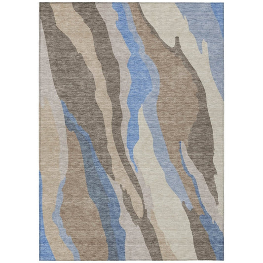 LOOMLAN Rugs Petala Brown Washable Indoor-Outdoor Rug