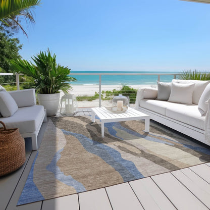 LOOMLAN Rugs Petala Brown Washable Indoor-Outdoor Rug