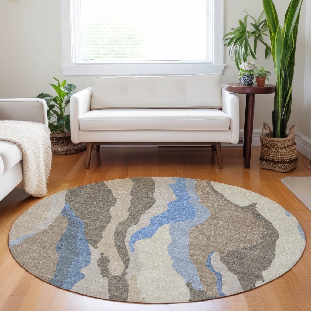 LOOMLAN Rugs Petala Brown Washable Indoor-Outdoor Rug
