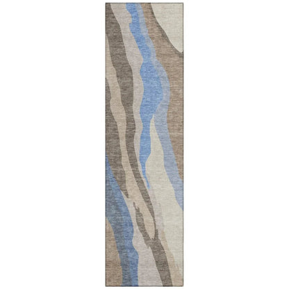 LOOMLAN Rugs Petala Brown Washable Indoor-Outdoor Rug