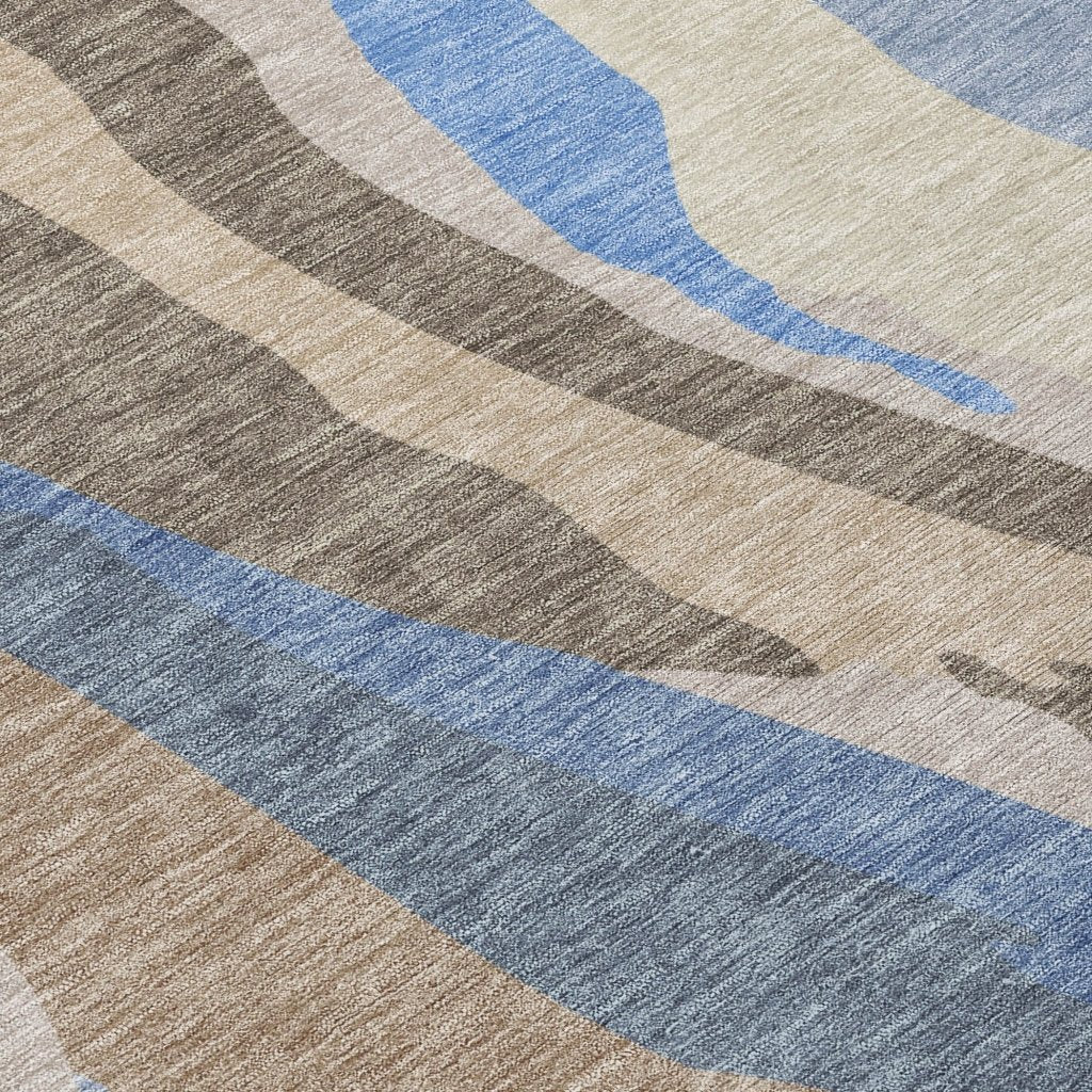 LOOMLAN Rugs Petala Brown Washable Indoor-Outdoor Rug