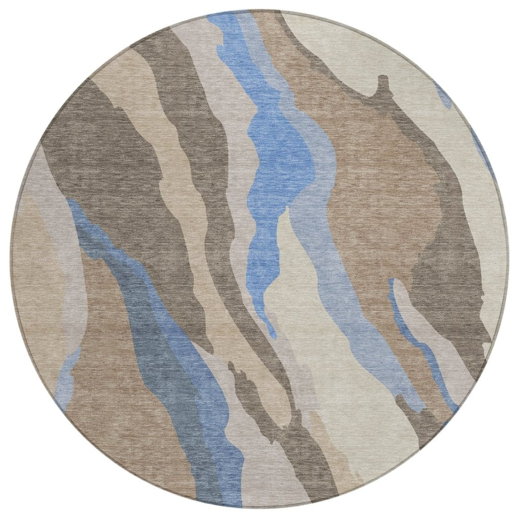 LOOMLAN Rugs Petala Brown Washable Indoor-Outdoor Rug