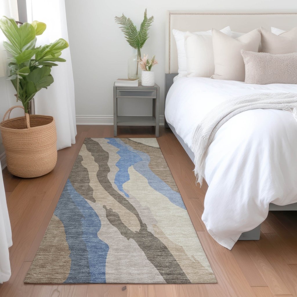 LOOMLAN Rugs Petala Brown Washable Indoor-Outdoor Rug