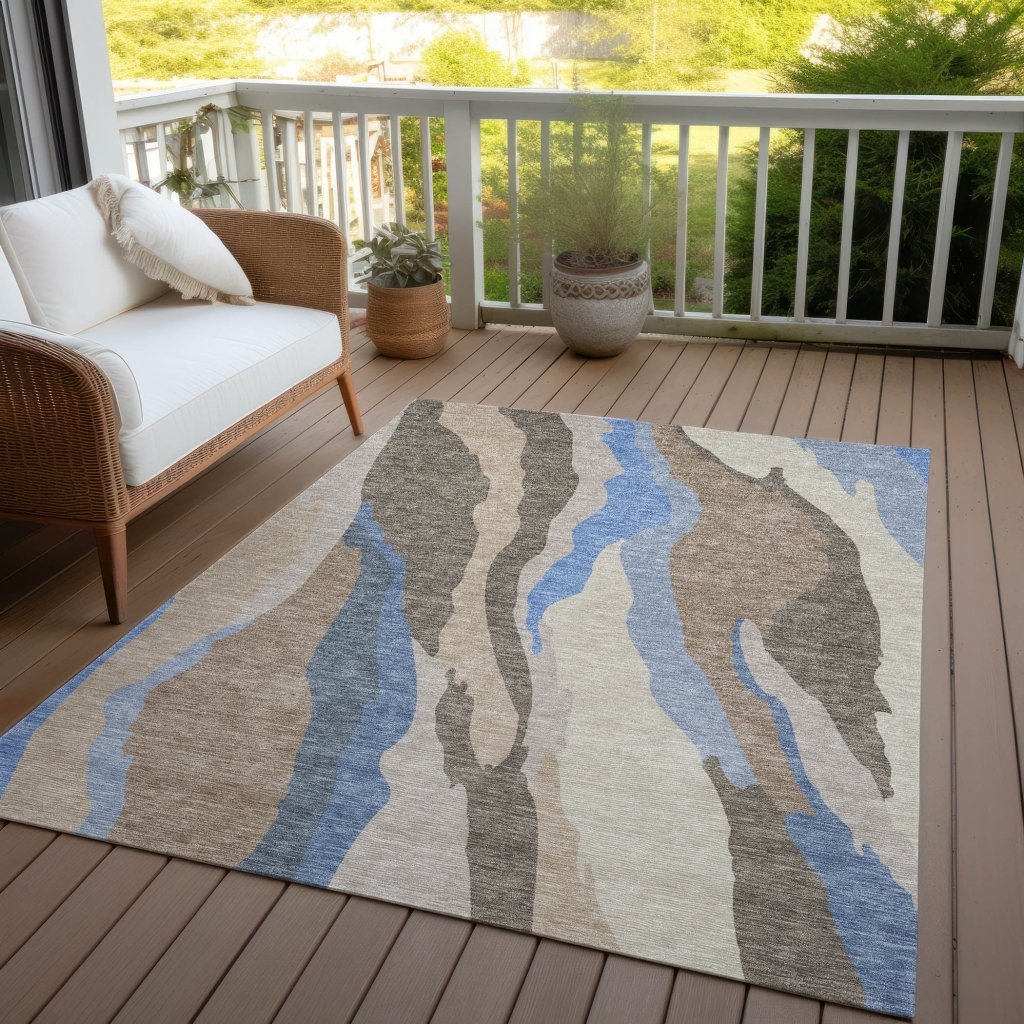 LOOMLAN Rugs Petala Brown Washable Indoor-Outdoor Rug